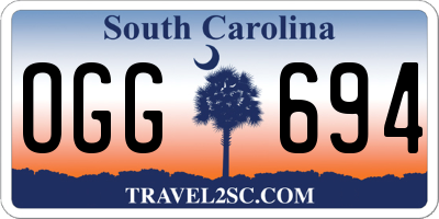 SC license plate OGG694