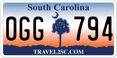 SC license plate OGG794