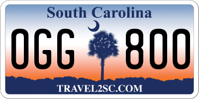 SC license plate OGG800