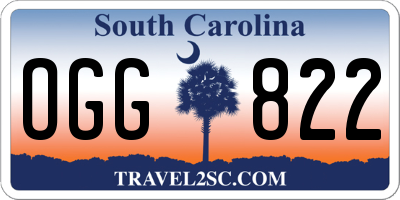 SC license plate OGG822