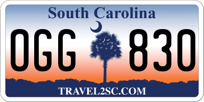SC license plate OGG830