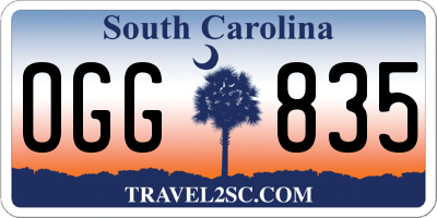 SC license plate OGG835