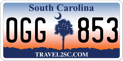 SC license plate OGG853