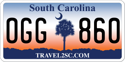 SC license plate OGG860