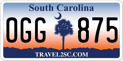 SC license plate OGG875