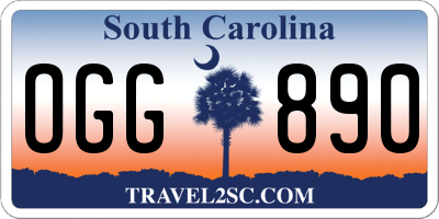 SC license plate OGG890