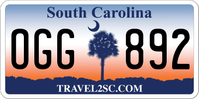 SC license plate OGG892