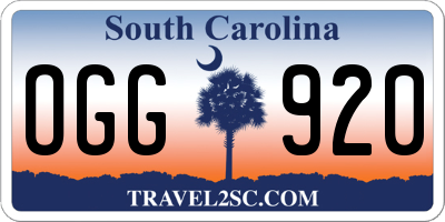 SC license plate OGG920