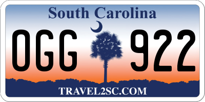 SC license plate OGG922