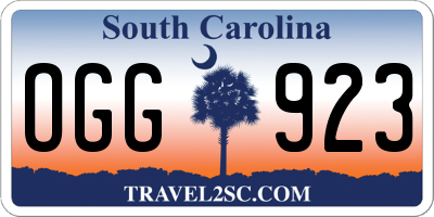SC license plate OGG923