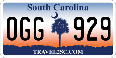 SC license plate OGG929