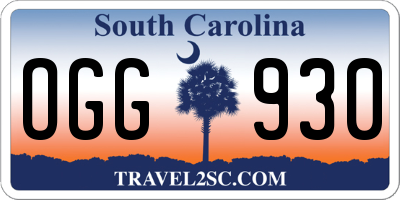 SC license plate OGG930