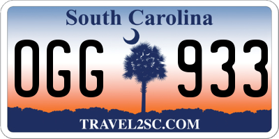 SC license plate OGG933