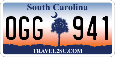 SC license plate OGG941