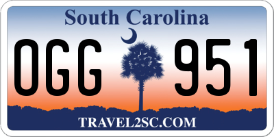 SC license plate OGG951