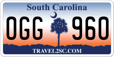 SC license plate OGG960