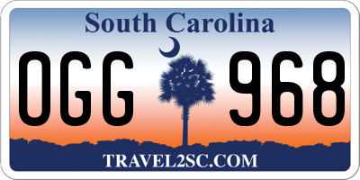 SC license plate OGG968