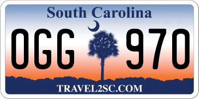 SC license plate OGG970