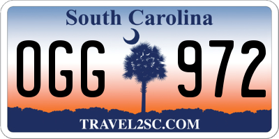 SC license plate OGG972