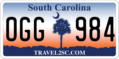 SC license plate OGG984
