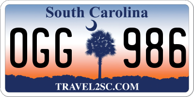 SC license plate OGG986