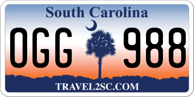 SC license plate OGG988