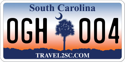 SC license plate OGH004