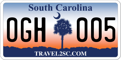 SC license plate OGH005