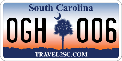 SC license plate OGH006