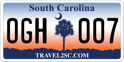 SC license plate OGH007
