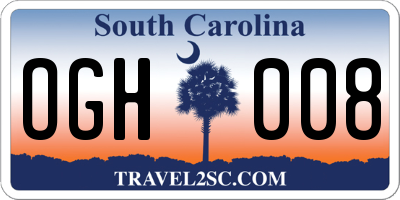 SC license plate OGH008