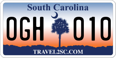 SC license plate OGH010