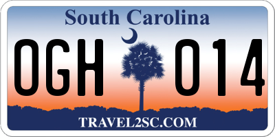 SC license plate OGH014
