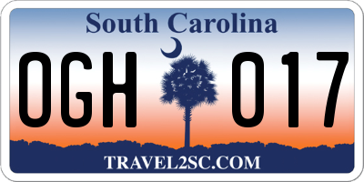 SC license plate OGH017