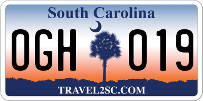 SC license plate OGH019