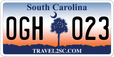 SC license plate OGH023