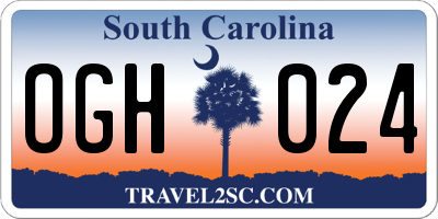 SC license plate OGH024