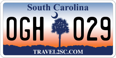 SC license plate OGH029