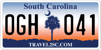 SC license plate OGH041