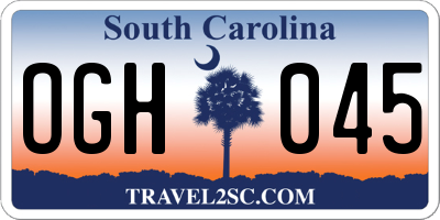 SC license plate OGH045