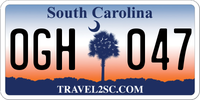 SC license plate OGH047