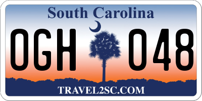 SC license plate OGH048