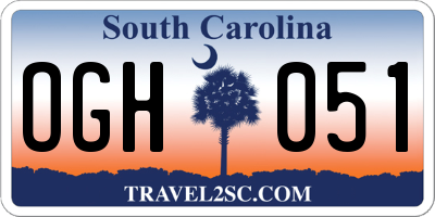 SC license plate OGH051