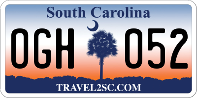 SC license plate OGH052