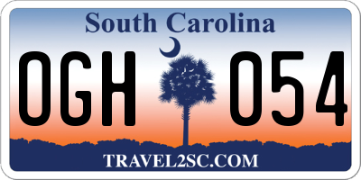 SC license plate OGH054