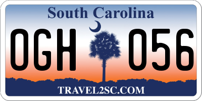 SC license plate OGH056