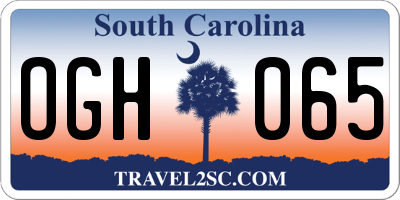 SC license plate OGH065