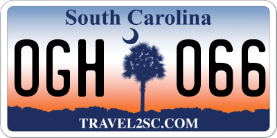 SC license plate OGH066