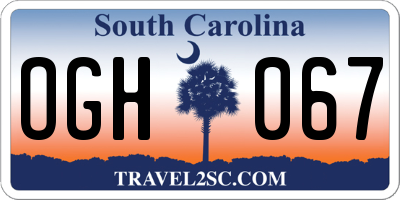 SC license plate OGH067