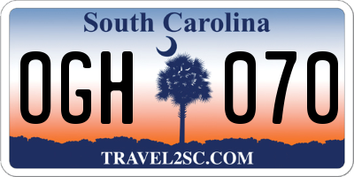 SC license plate OGH070